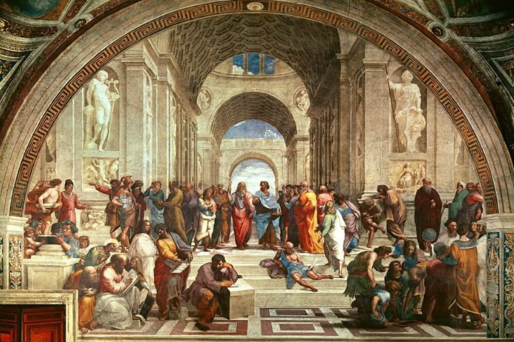 Raphael, The School of Athens, fresco, Stanza della Segnatura, Vatican Palace